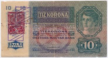1915. 10K csehszlovák bélyeggel és felülbélyegzéssel T:III-