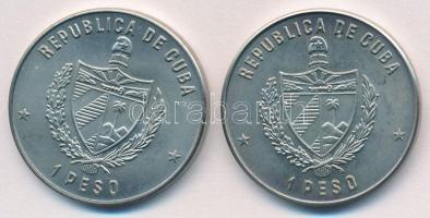 Kuba 1985. 1P Cu-Ni "Kubai krokodil" + 1P Ag "FAO" T:1,1- Cuba 1985. 1 Peso Cu-N...