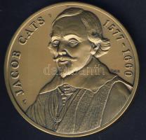 Hollandia DN "Jacob Cats" nagyalakú Br emlékérem, modern T:1 Eredeti díszdobozban, tanúsítvánnyal!