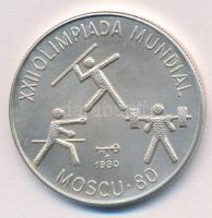 Kuba 1980. 10P Ag Moszkvai Olimpia T: Cuba 1980. 10 Pesos Ag Moscow Olympics C:Matte Proof Krause KM#51