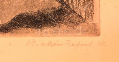 Ábrahám Rafael (1929-2014): Szentendre. Rézkarc, papír, jelzett, üvegezett keretben, 28×19 cm