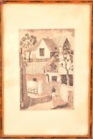 Ábrahám Rafael (1929-2014): Szentendre. Rézkarc, papír, jelzett, üvegezett keretben, 28×19 cm