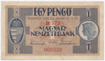 1938. 1P "H979 009339" T:II- Hungary 1938. 1 Pengő "H979 009339" C:VF Adamo P1