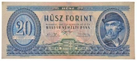 1947. 20Ft T:III részben restaurált  Hungary 1947. 20 Forint C:F partially restored Adamo F9