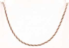 Ezüst(Ag) csavart, fonott nyaklánc, jelzett, h: 50 cm, nettó: 10 g