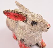 Ezüst(Ag) nyúl, festett, jelzett, 7,5×3×4 cm, bruttó: 85,8 g