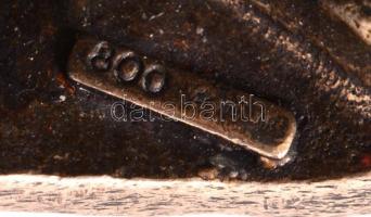 Ezüst(Ag) nyúl, festett, jelzett, 7,5×3×4 cm, bruttó: 85,8 g