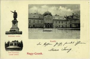 1904 Nagycenk, Széchenyi szobor, Gróf Széchenyi családi sírbolt és kastély.  Gerstl Náthán kiadása