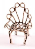 Ezüst(Ag) miniatűr szék, jelzett, kis sérüléssel, m: 4,5 cm, nettó: 10,2 g