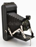 cca 1920 Kodak Eastman No.1A Pocket harmonika kihuzatos fényképezőgép, Kodar 131mm objektívvel, bőr tokkal.