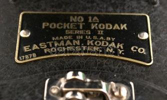 cca 1920 Kodak Eastman No.1A Pocket harmonika kihuzatos fényképezőgép, Kodar 131mm objektívvel, bőr ...