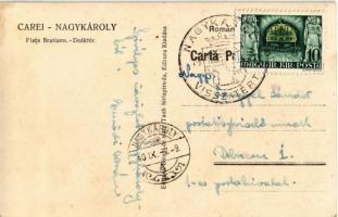 Nagykároly, Carei; Piata Bratianu / Deák tér, Rosmann, Adalbert Kertész, Rosenberg üzlete. Kiadja a ...