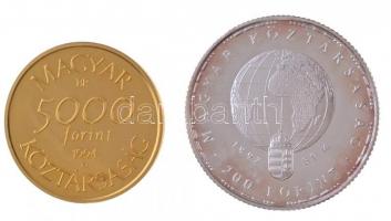 1992. 200Ft Ag "Veszélyeztetett állatvilág - Fehér gólya" + 1994. 5000Ft Au "Veszélye...