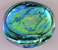 cca 1930 Zsolnay eozin mázas rókás névjegykártyatartó tál, jelzett (pajzs), apró karcolásokkal, form...