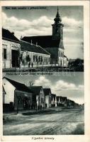 1940 Újpetre, Római katolikus templom és plébánia lak, Fő utca, Leitner József kereskedése. B. Felhoffer felvétele