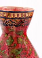 cca 1890 Zsolnay kakasos váza, porcelánfajansz, magastüzű mázakkal, formaszám: 496, jelzett (családi...