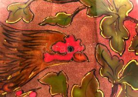 cca 1890 Zsolnay kakasos váza, porcelánfajansz, magastüzű mázakkal, formaszám: 496, jelzett (családi...