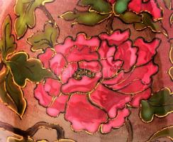 cca 1890 Zsolnay kakasos váza, porcelánfajansz, magastüzű mázakkal, formaszám: 496, jelzett (családi...