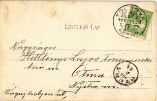 1908 Tolcsva (Tokajhegyalja), Katolikus, református és görög katolikus templom. Klein Regina kiadása