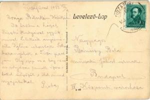 1933 Tiszafüred, strand fürdőzőkkel. Goldstein Adolf kiadása