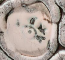 Gorka Iparművészeti Vállalatos kosfejes tál, mázas kerámia, jelzett, apró kopásokkal, m: 17 cm