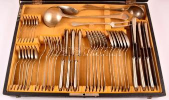 6 személyes jelzett alpakka evőeszköz készlet díszdobozban, kompletten