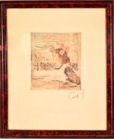 Csók István (1865-1961) - Prihoda István (1891-1956): Züzü az ablakban. Színezett rézkarc, papír, je...