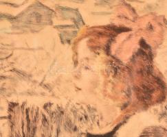 Csók István (1865-1961) - Prihoda István (1891-1956): Züzü az ablakban. Színezett rézkarc, papír, je...