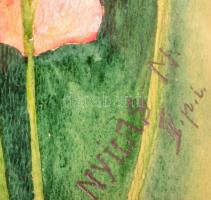 Nyilas M. jelzéssel: Pipacsok. Akvarell, papír. 34x22 cm Üvegezett keretben