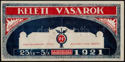 1921 Keleti Vásárok Lembergben, Lengyelország, magyar nyelvű reklámplakát, hajtott, 16,5×33,5 cm