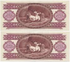 1992. 100Ft (2x) sorszámkövetők, nyomdai festékfoltokkal T:II
Adamo F37