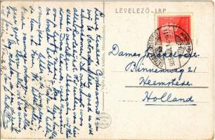 1935 Sátoraljaújhely, Turista otthon terasza, padokon feliratok. Vajda József kiadása (EB)