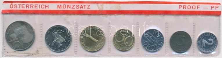 Ausztria 1978. 2gr-10Sch (7xklf) forgalmi sor lezárt enyhén sérült fólia tokban T:1 (eredetileg PP) Austria 1978. 2 Groschen - 10 Schilling (7xdiff) coin set in slightly damaged foil packing C:UNC (originally PP)