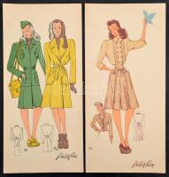 1946 Atelier Réve 24 db divatrajzot tartalmazó mappa. Komplett. 16x32 cm