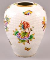 Herendi Viktória mintás váza, kézzel festett, jelzett, apró kopásokkal, m:18,5 cm
