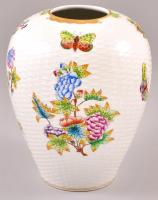Herendi Viktória mintás váza, kézzel festett, jelzett, apró kopásokkal, m:18,5 cm