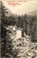 Tátra, Magas Tátra, Vysoké Tatry; Nagytarpataki vízesés, fahíd / Velká Studená dolina / Gross Kohlbacher Wasserfall / waterfall, wooden bridge