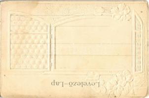 Szeged, Széchenyi tér dél-keleti része. H. Kampmann kiadása, Dombornyomott szecessziós litho keret /...