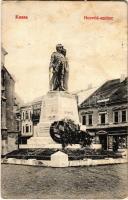 Kassa, Kosice; Honvéd szobor az 1848-49-es forradalom és szabadságharc emlékére, Kassai Szervezett Munkások Otthona, üzlet / monument of the Hungarian Revolution in 1848, workers union, shop (fl)