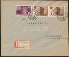 1944 Budapest helyi ajánlott levél Vöröskereszt bérmentesítéssel / Local registered cover