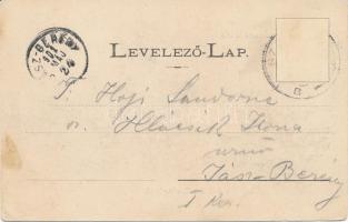 1901 Szolnok, Tisza part faúsztatáskor, halászhajók. Szigeti H. kiadása (EK)