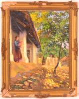 Gaál Ferenc (1891-1956): Anya gyermekével. Olaj, karton, festék hibákkal, jelzett, sérült keretben, ...