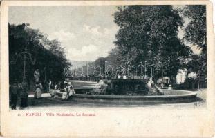 Napoli, Villa Nazionale, La fontana / park, fountain, Hotel du Sempione advertisement on the backside (EM)