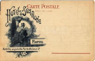 Napoli, Villa Nazionale, La fontana / park, fountain, Hotel du Sempione advertisement on the backsid...
