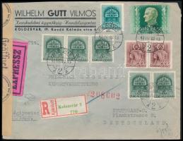 1942 Ajánlott expressz levél Kolozsvárról Stuttgartba, német cenzúrával / Registered express cover from Cluj-Napoca to Stuttgart, with German censorhip mark