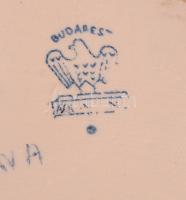 Nyuszi, hopp!, Aquincumi porcelán figura, kézzel festett, jelzett, apró kopásokkal, m: 14 cm