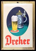 1934 Dekoratív Dreher Trieste sörös reklám, olasz illetékbélyeggel a hátoldalán, 21,5×15,5 cm