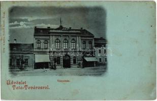 Tatatóváros, Városháza, Schweiss Henrik és Engländer és Társa üzlete. Nobel Adolf kiadása (EK)