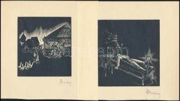 Buday György (1907-1990) 5 db jelzett fametszet, 10x9 cm