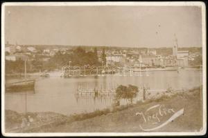 cca 1896 Veglia (Krk) szigete, hajókikötővel, keményhátú fotó, 11×16 cm